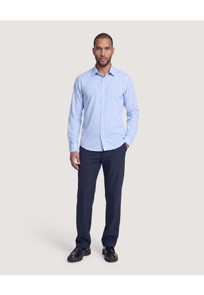 Pantalón Formal Regular Para Hombre Azul Ostu