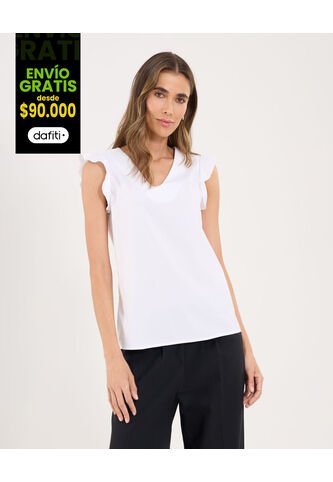 Blusa Para Mujer Manga Corta Color Blanco Marca Ostu #40121101 Ostu