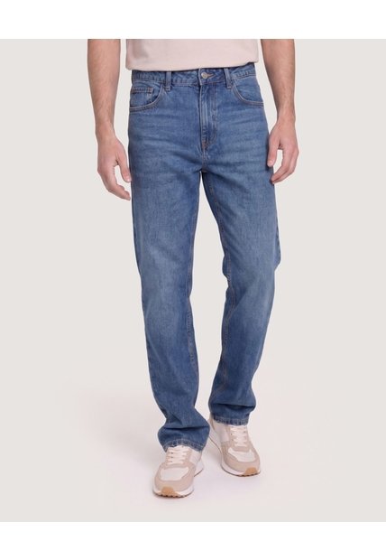 Jean Straight Clásico  Para Hombre Azul Ostu