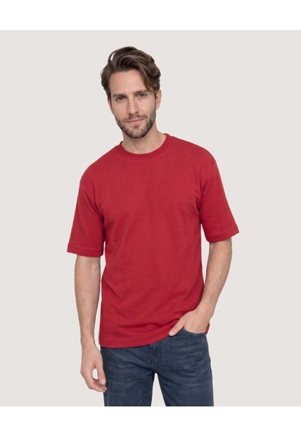 Camiseta Oversize Texturizada  Para Hombre Vino Ostu