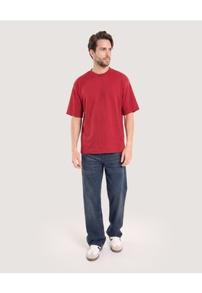 Camiseta Oversize Texturizada  Para Hombre Vino Ostu