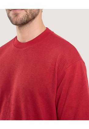 Camiseta Oversize Texturizada  Para Hombre Vino Ostu