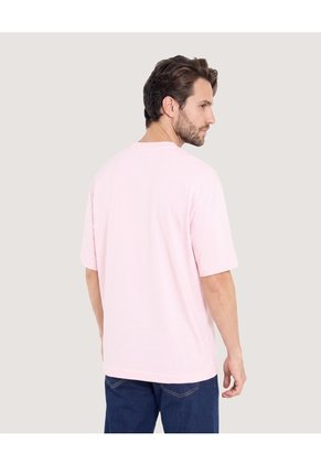 Camiseta Oversize Con Bolsillo  Para Hombre Rosa Ostu