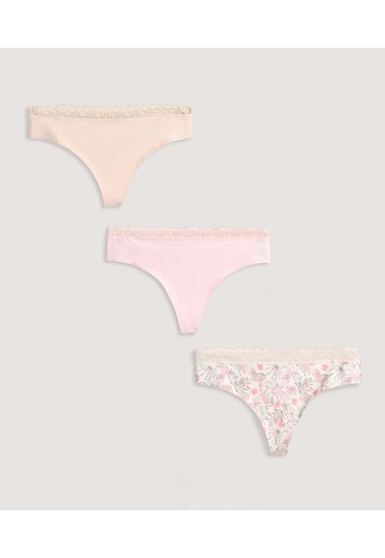Panty Tanga Con Encaje Pack X3 X3 Para Mujer Surtido Ostu