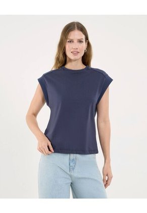 Camiseta Para Mujer Manga Sisa Color Azul Oscuro Marca Ostu #40092246