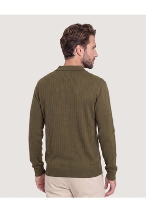 Saco Tejido Cuello Polo  Para Hombre Verde Ostu