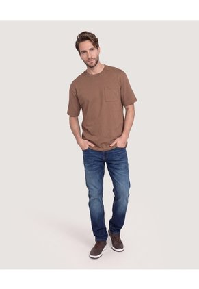 Camiseta Oversize Con Bolsillo Para Hombre Café Ostu