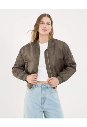 Chaqueta Para Mujer Bomber Color Verde Marca Ostu #40080217