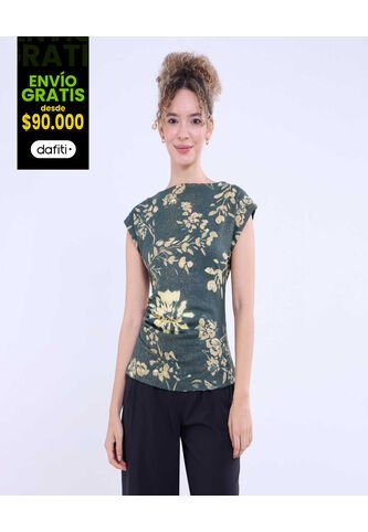 Camiseta Para Mujer Manga Sisa Color Verde  Marca Ostu #40092299 Ostu
