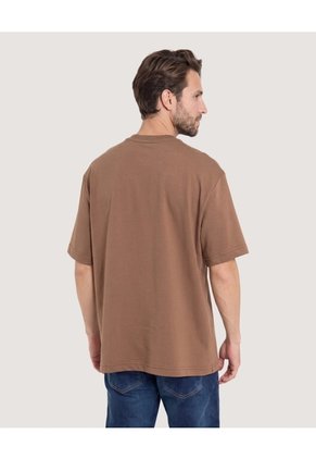 Camiseta Oversize Con Bolsillo Para Hombre Café Ostu