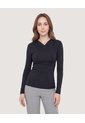 Camiseta Escote Drapeado  Para Mujer Negro Ostu de Ostu