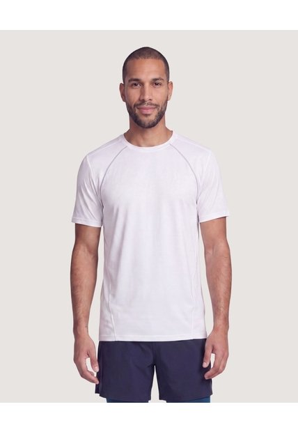 Camiseta Active Costuras Contraste  Para Hombre Blanco Ostu
