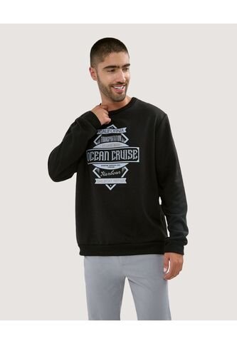 Buzo Para Hombre Cuello Redondo Color Negro Marca Ostu #60060430 Ostu