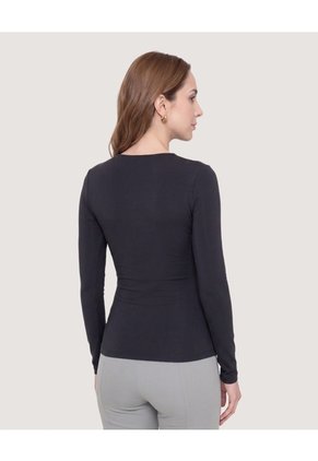 Camiseta Escote Drapeado  Para Mujer Negro Ostu