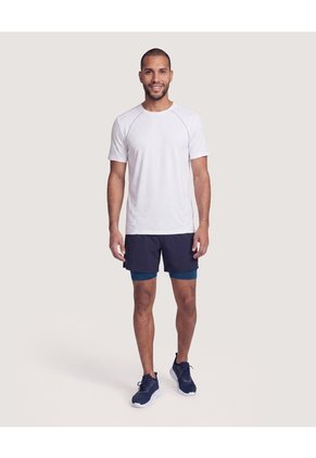 Camiseta Active Costuras Contraste  Para Hombre Blanco Ostu