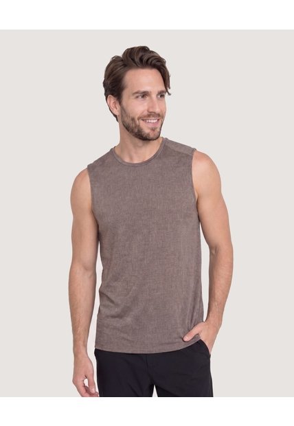 Camiseta Active Jaspe Texturizada  Para Hombre Café Ostu
