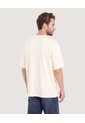 Camiseta Oversize Con Bolsillo  Para Hombre Crema Ostu de Ostu