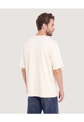 Camiseta Oversize Con Bolsillo Para Hombre Crema Ostu