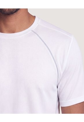 Camiseta Active Costuras Contraste  Para Hombre Blanco Ostu