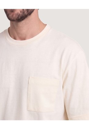Camiseta Oversize Con Bolsillo Para Hombre Crema Ostu