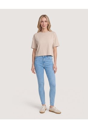 Camiseta Crop Oversize  Para Mujer Café Ostu