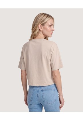 Camiseta Crop Oversize  Para Mujer Café Ostu