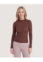 Camiseta Cuello Alto Texturizada  Para Mujer Café Ostu de Ostu