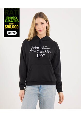 Buzo Para Mujer Hoodie Color Negro Marca Ostu #40060404 Ostu