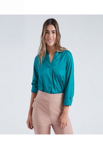 Blusa Para Mujer Manga 3/4 Color Verde  Marca Ostu #40120897