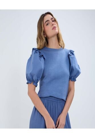 Camiseta Para Mujer Manga Corta Color Azul  Marca Ostu #40092259 Ostu