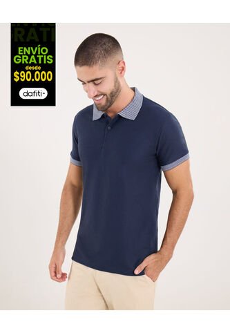 Polo Para Hombre Cuello Tejido Sin Bolsillo Color Azul  Marca Ostu #60110751 Ostu