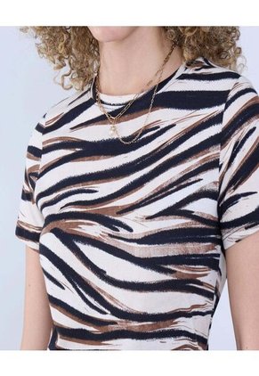 Camiseta Para Mujer Manga Corta Color Beige Marca Ostu #40092229