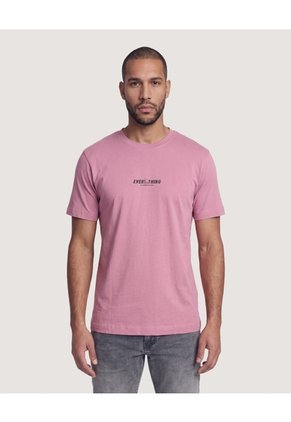 Camiseta Basica Con Screen Para Hombre Rosa Ostu