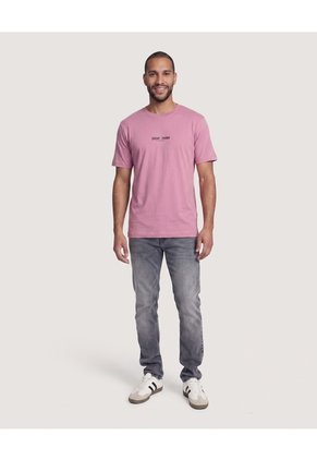 Camiseta Basica Con Screen Para Hombre Rosa Ostu