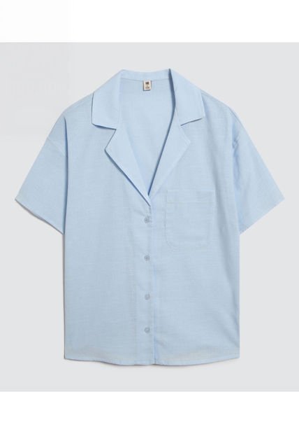 Camisa Para Mujer Manga Corta Color Celeste Marca Ostu #40010210