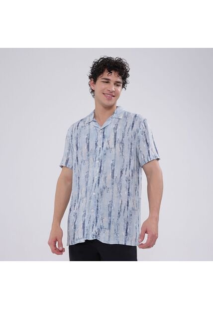 Camisa Para Hombre Manga Corta Sin Bolsillo Color Azul  Marca Ostu #60010709