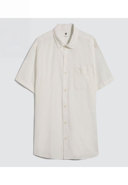 Camisa Para Hombre Manga Corta Con Bolsillo Color Crema Marca Ostu #60010659