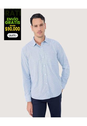 Camisa Para Hombre Manga Larga Con Bolsillo Cuello Casual M Color Azul Claro Marca Ostu #60010792 Ostu