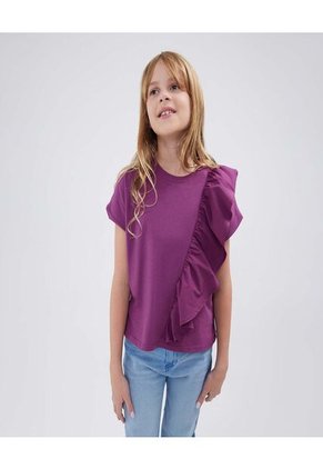 Camiseta Para Niña Manga Corta Color Morado Marca Ostu #90090212