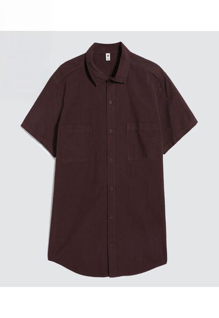 Camisa Para Hombre Manga Corta Con Bolsillo Color Café  Marca Ostu #60010676