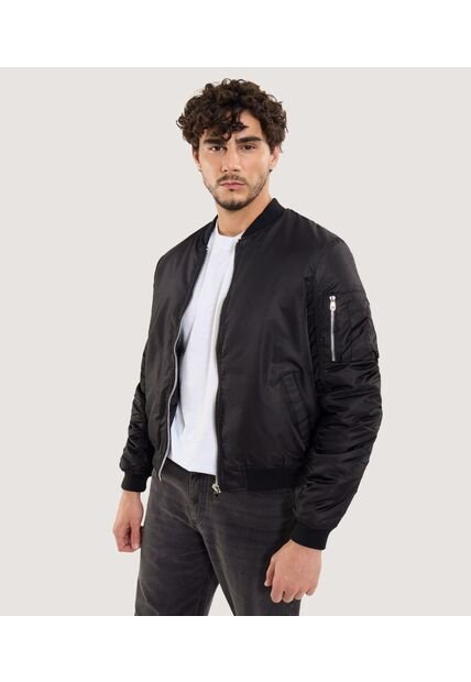 Chaqueta Para Hombre Bomber Color Negro Marca Ostu #60080143