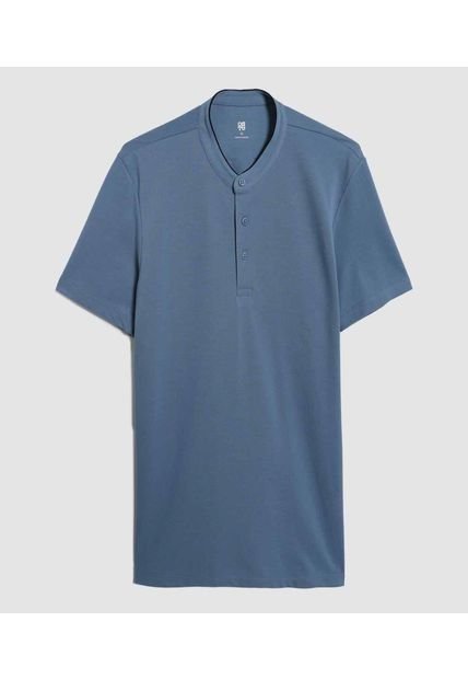 Polo Para Hombre Cuello Mao Sin Bolsillo Color Azul  Marca Ostu #60110648