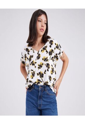 Blusa Para Mujer Manga Corta Color Crema Marca Ostu #40120894