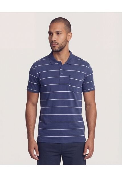 Polo  Para Hombre Cuello Tejido Con Bolsillo Color Azul Marca Ostu #60110899