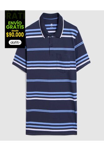 Polo Para Hombre Cuello Tejido Con Bolsillo Color Azul  Marca Ostu #60110718 Ostu