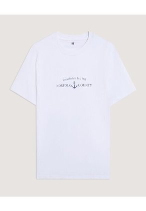 Camiseta Para Hombre Manga Corta Cuello Redondo Color Blanco Marca Ostu #60091897