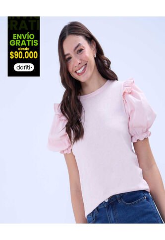 Camiseta Para Mujer Manga Corta Color Rosado  Marca Ostu #40092260 Ostu
