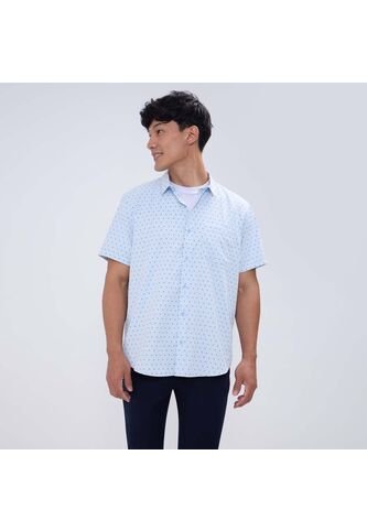 Camisa Para Hombre Manga Corta Con Bolsillo Color Azul  Marca Ostu #60010750 Ostu