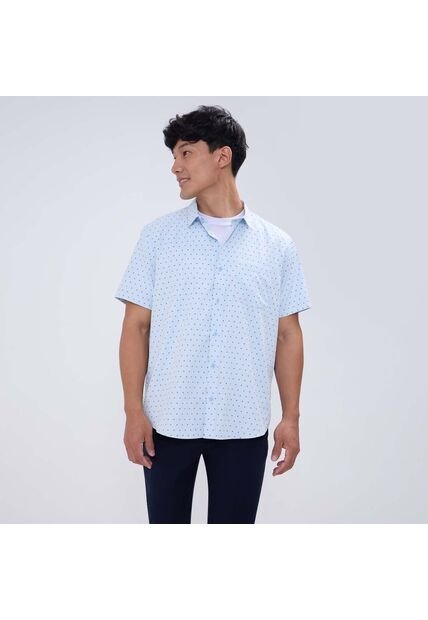 Camisa Para Hombre Manga Corta Con Bolsillo Color Azul  Marca Ostu #60010750