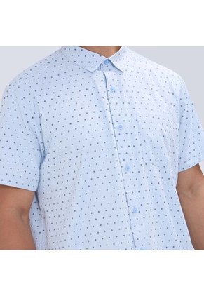Camisa Para Hombre Manga Corta Con Bolsillo Color Azul Marca Ostu #60010750